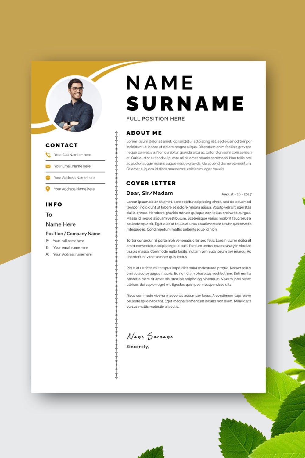 Business Resume Template and CV Design pinterest preview image.