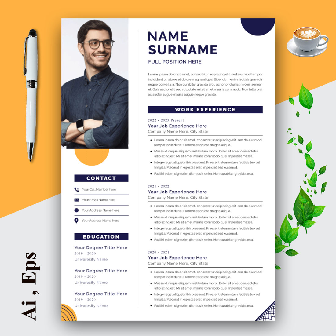 Unique and Clean Resume Template Design cover image.