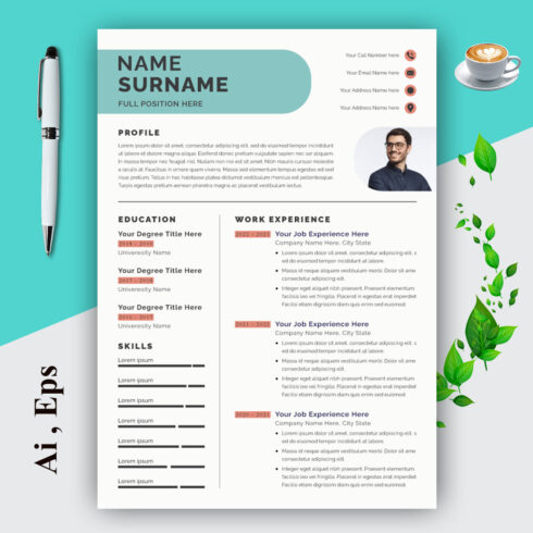Resume Design Template and CV Template Design cover image.