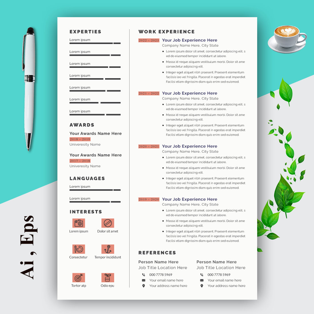 Resume Design Template and CV Template Design preview image.
