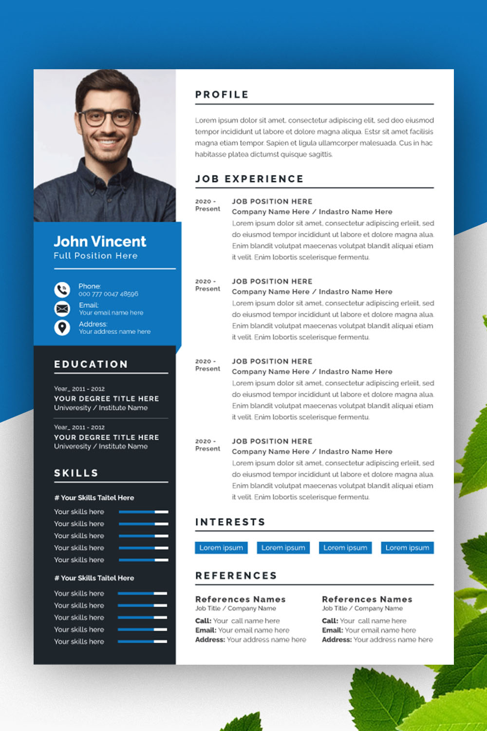 Creativity Resume CV Template Layout Design pinterest preview image.