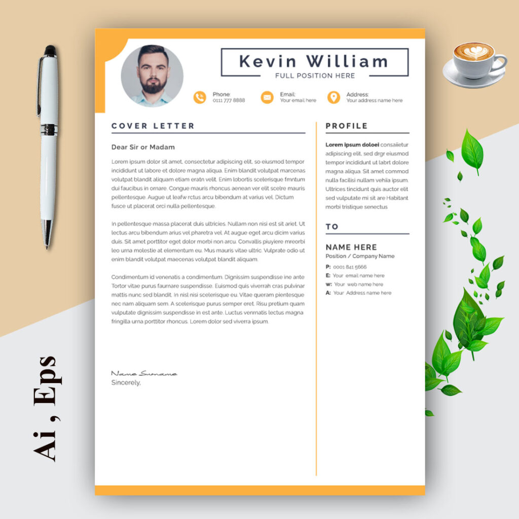 Elegant Minimalist Resume and Cover Letter Layout Set - MasterBundles