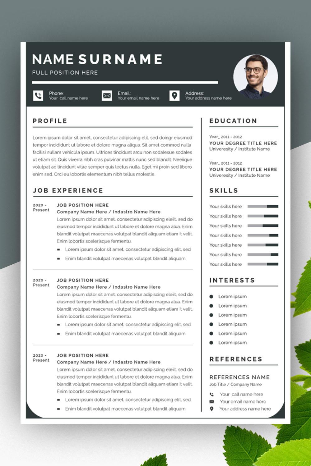 Business Resume Cv Template Layout pinterest preview image.