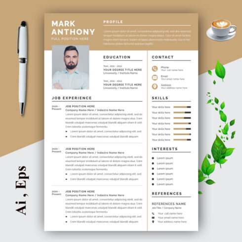 Clean Resume Layout with Cover Letter Layout Set cover image.