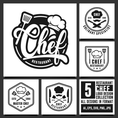 5 Chef Restaurant design logo collection cover image.