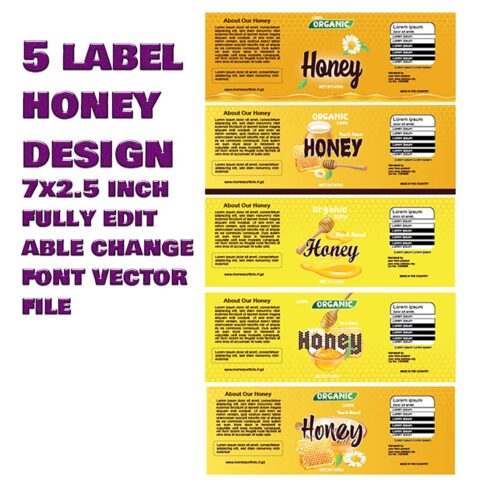 Honey label 7 inches by 25 inches cover image.