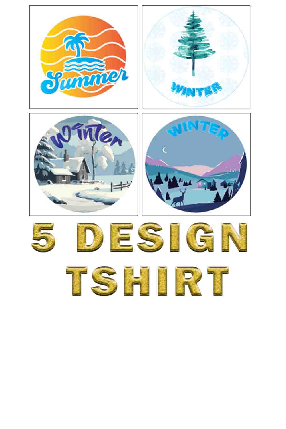 summer winter T-shirt design vector file pinterest preview image.