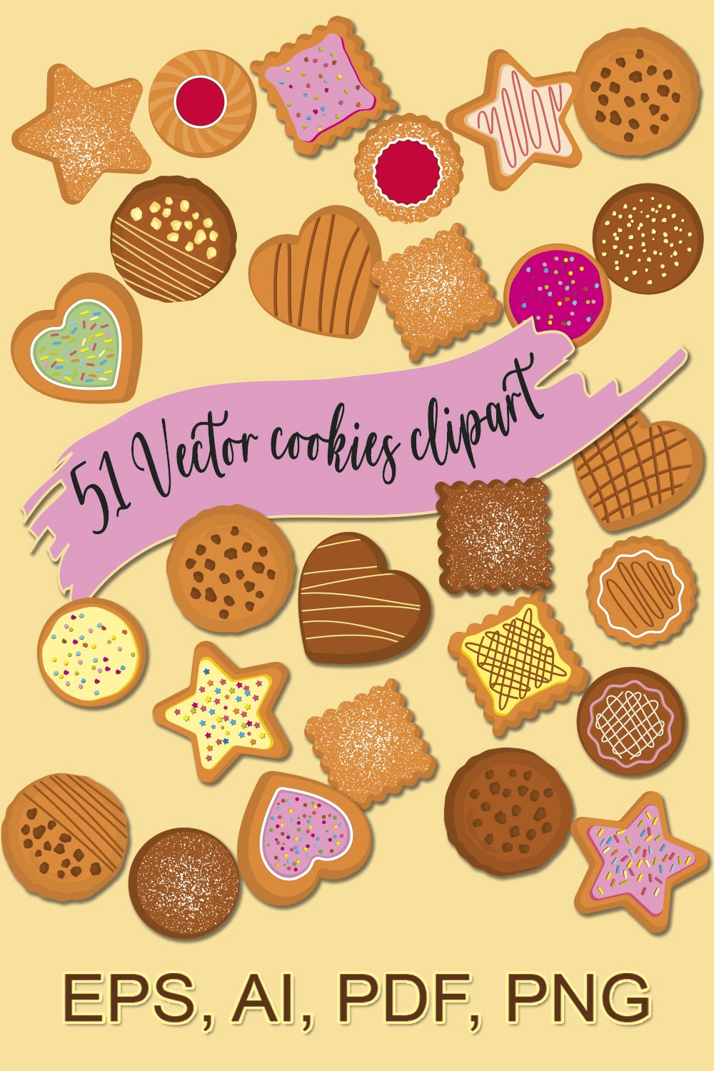 51 Cookies Vector Pro clipart pinterest preview image.
