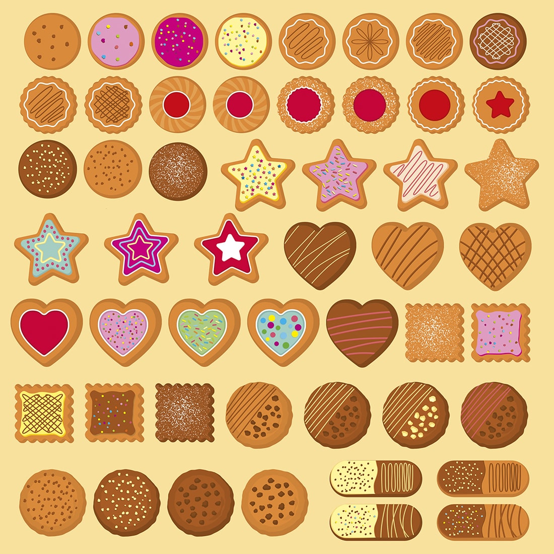 51 Cookies Vector Pro clipart preview image.