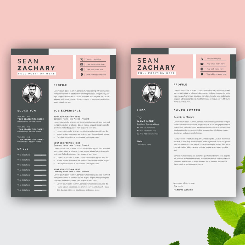 Modern Resume Template CV Design Vector Creative Cover Letter ...