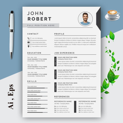 Modern Professional Resume Layout CV Design cover image.
