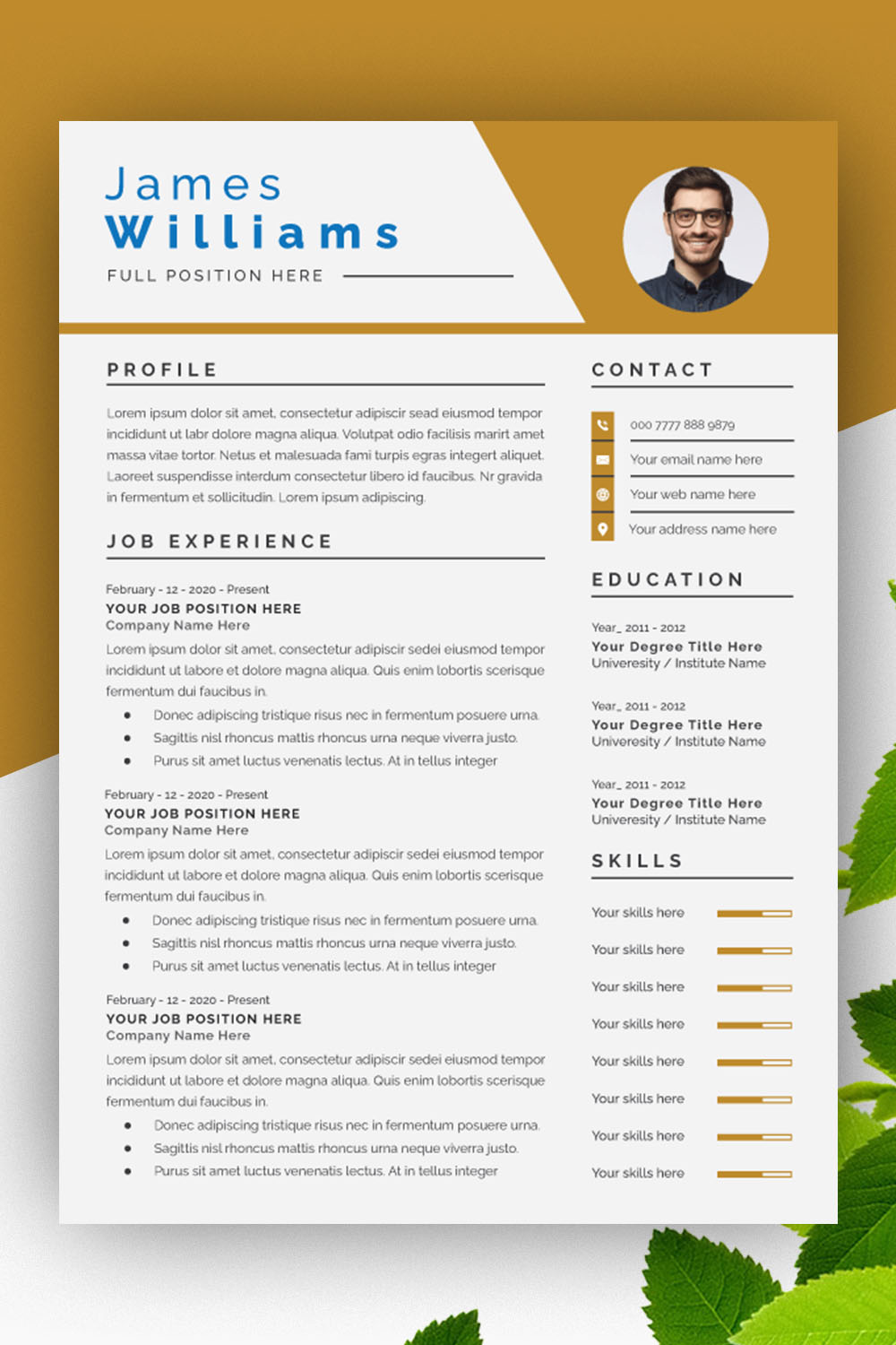 Creative Minimalist Resume Layout Set Line Accents pinterest preview image.