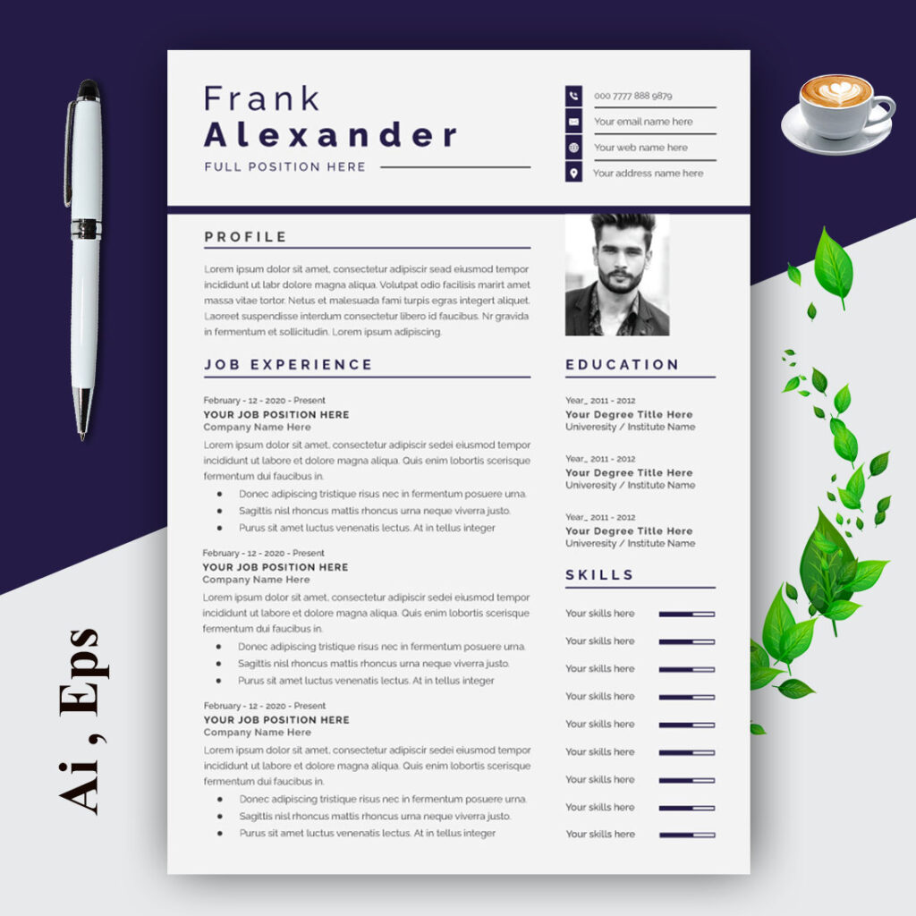 Clean Resume Layout Resume Design Template - MasterBundles