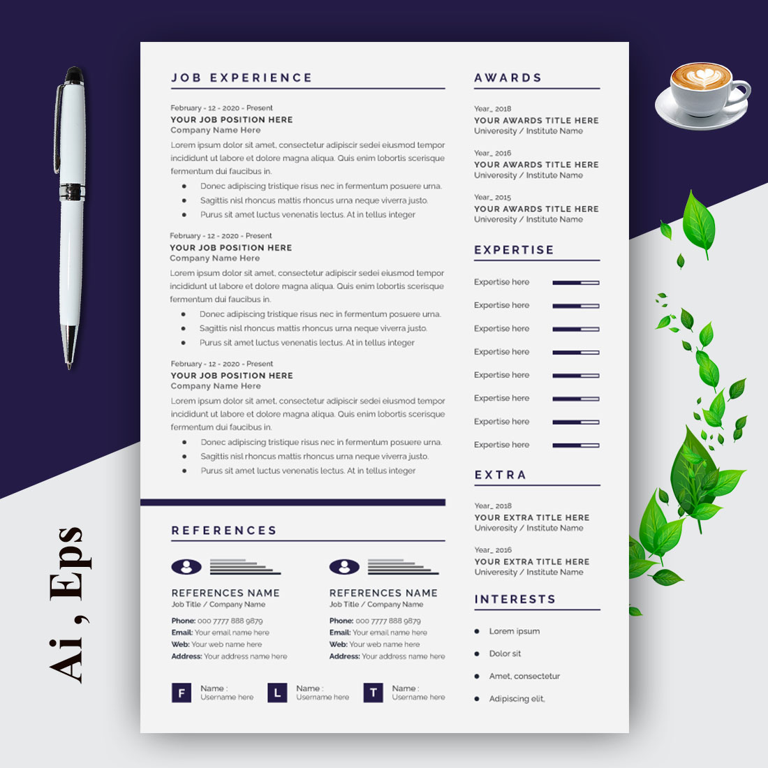 Clean Resume Layout Resume Design Template preview image.