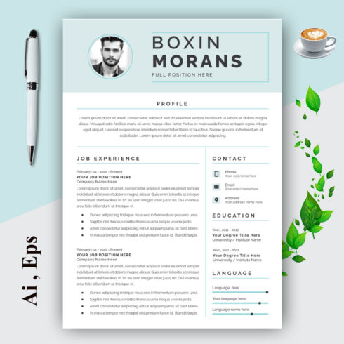 Creative Resume Layout with Cover Letter Design Template cover image.