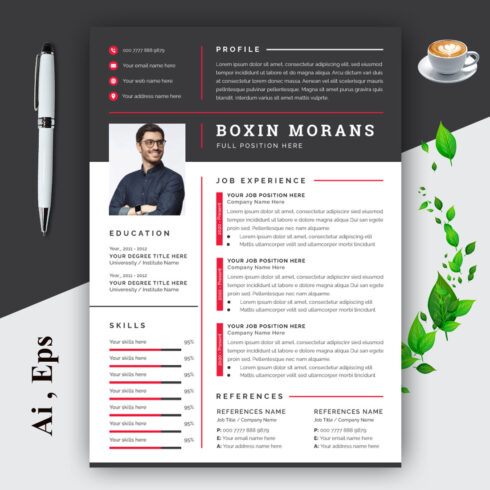 Professional Resume CV Template Layout Design cover image.