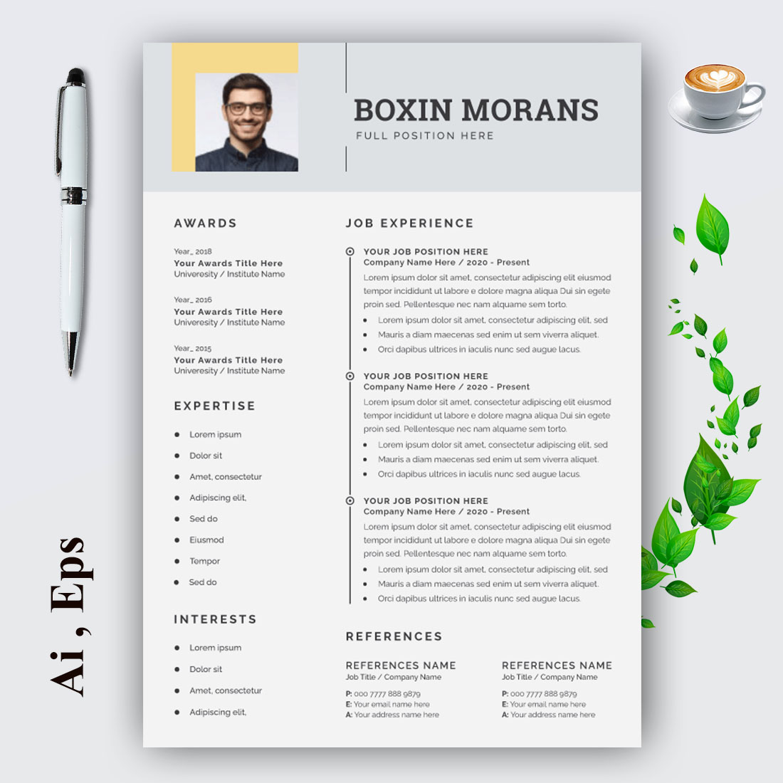Creativity Resume Design and Cover Letter Layout preview image.