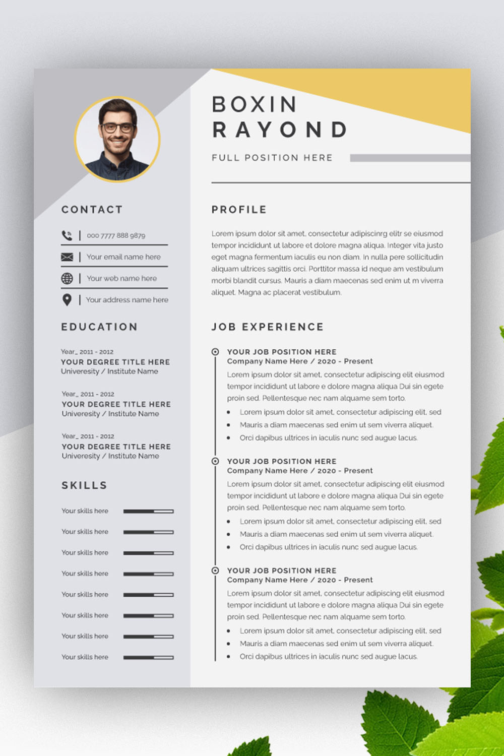 Creative Resume Template and Cover Letter Layout pinterest preview image.