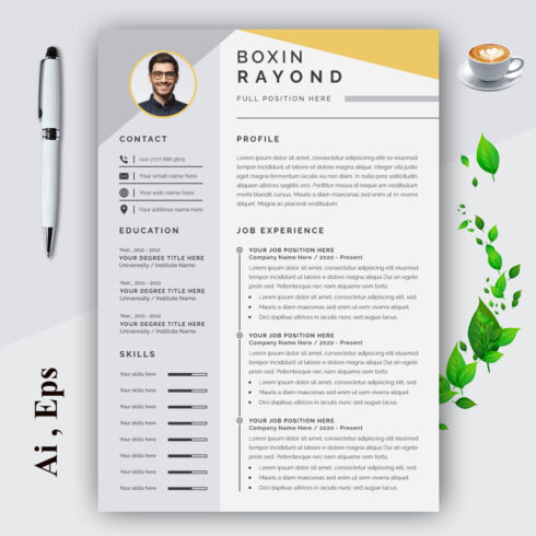 Creative Resume Template and Cover Letter Layout cover image.