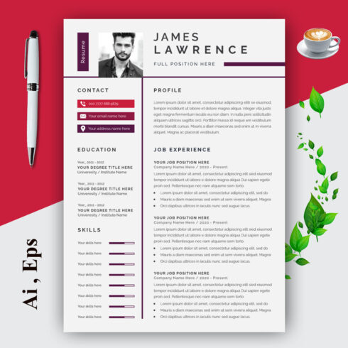 Modern Resume Template and Cover Letter Page Set cover image.