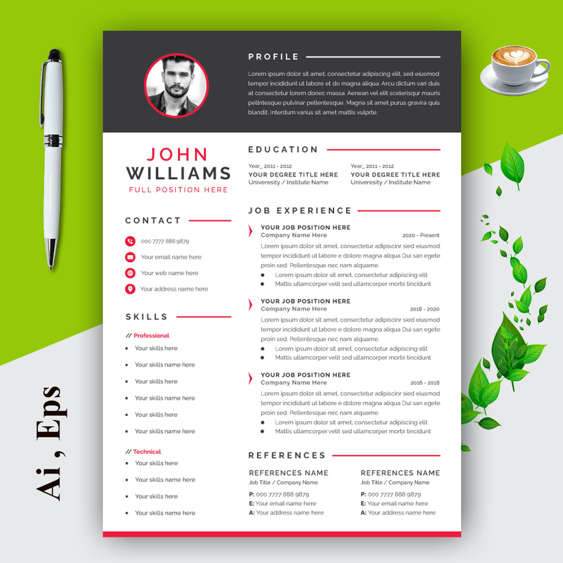 Clean Resume Cv Layout Design Template cover image.
