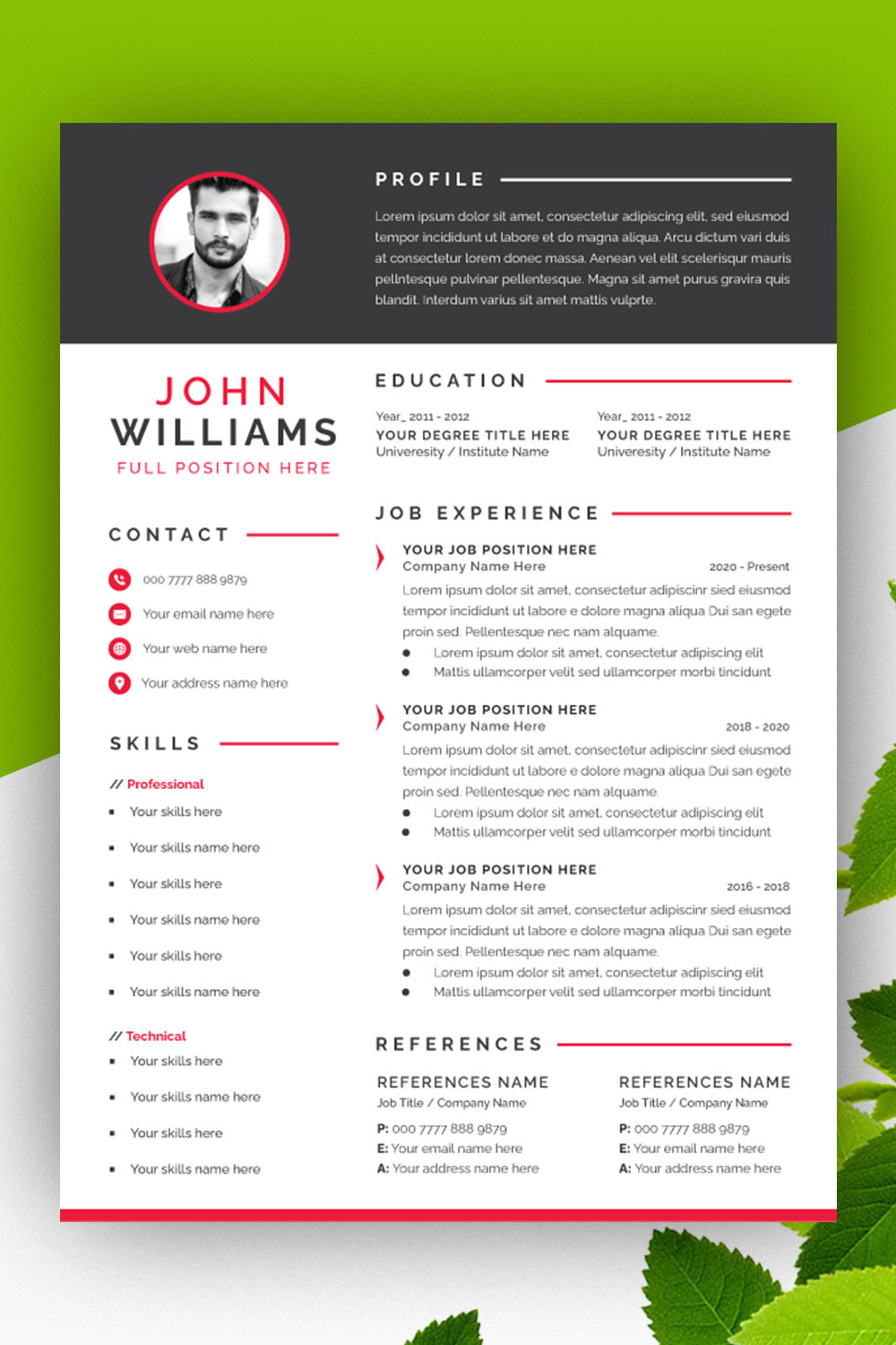 Clean Resume Cv Layout Design Template pinterest preview image.