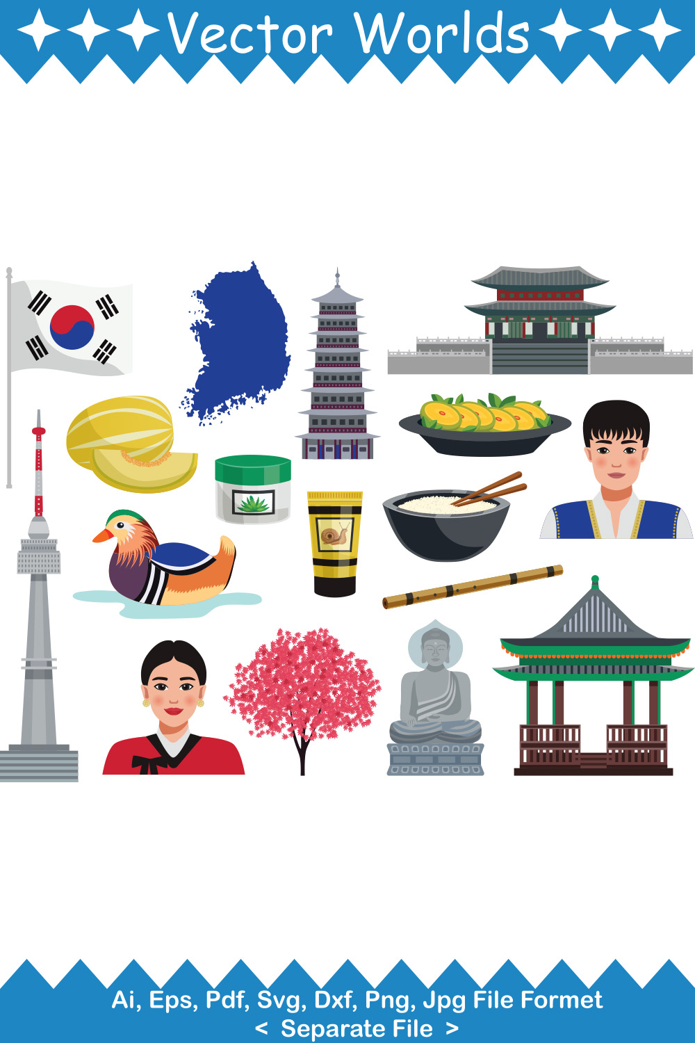 South Korea Country Symbol SVG Vector Design pinterest preview image.