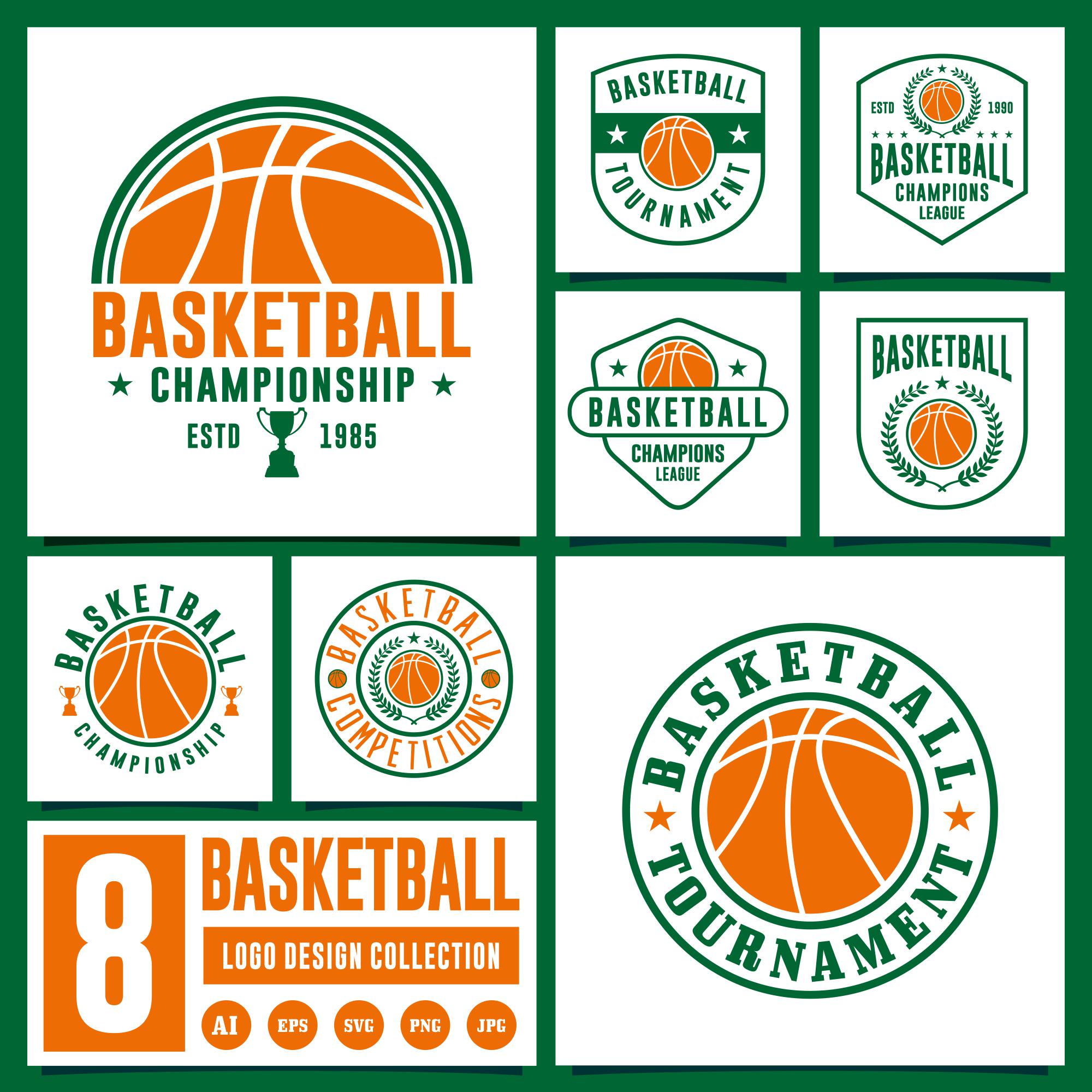 8 Basketball logo design collection cover image.