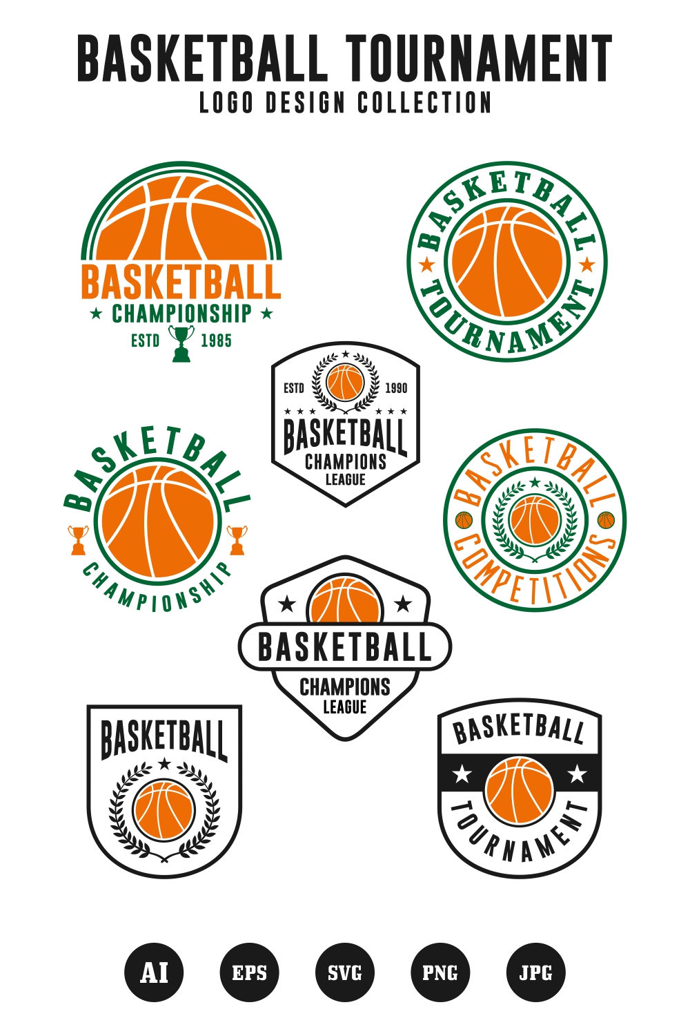 8 Basketball logo design collection pinterest preview image.