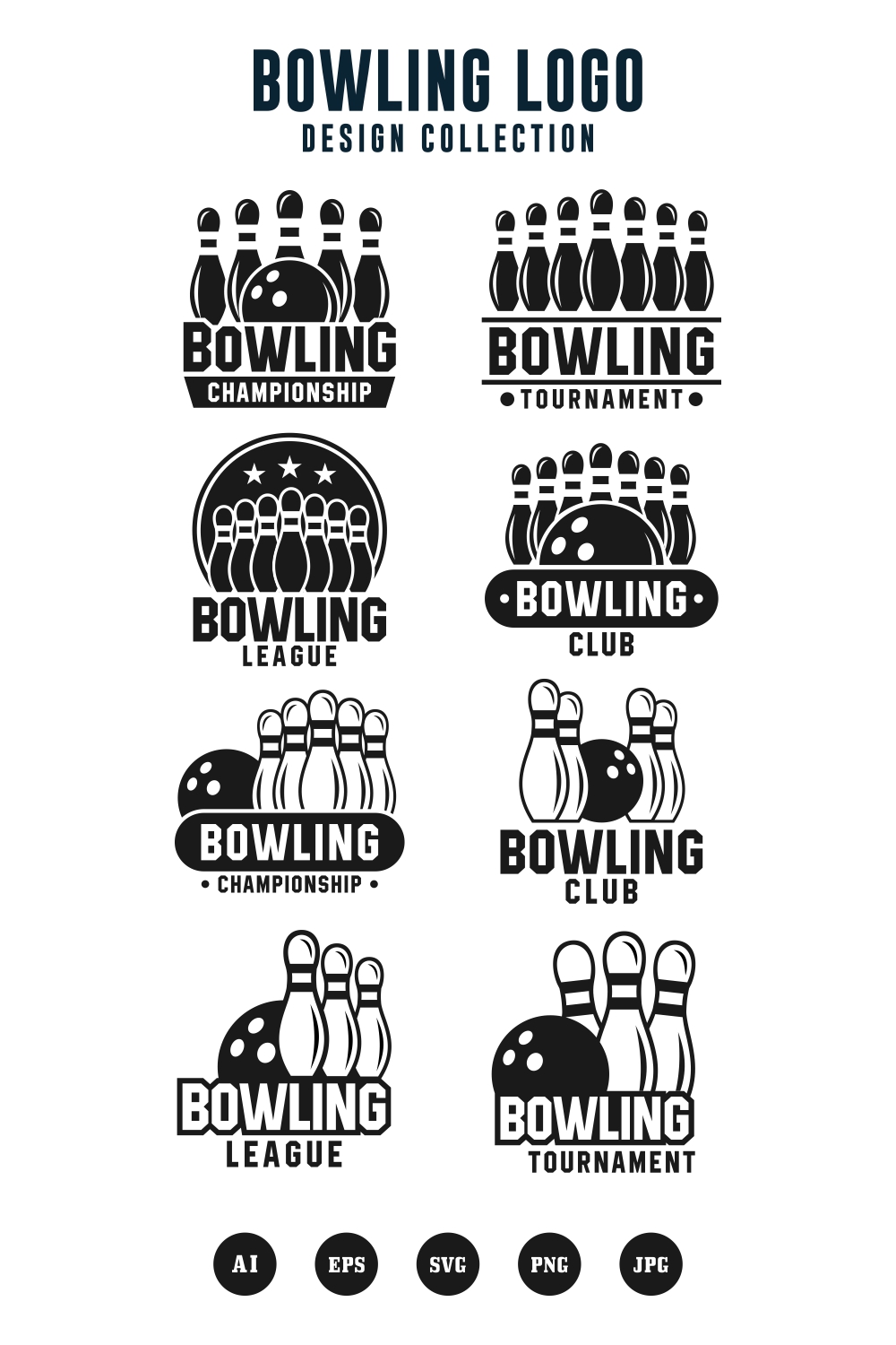 8 Bowling logo collection - $6 pinterest preview image.