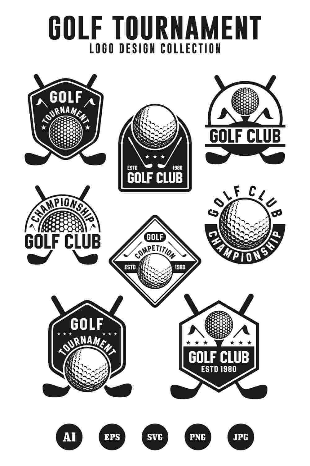 8 Golf logo design collection pinterest preview image.