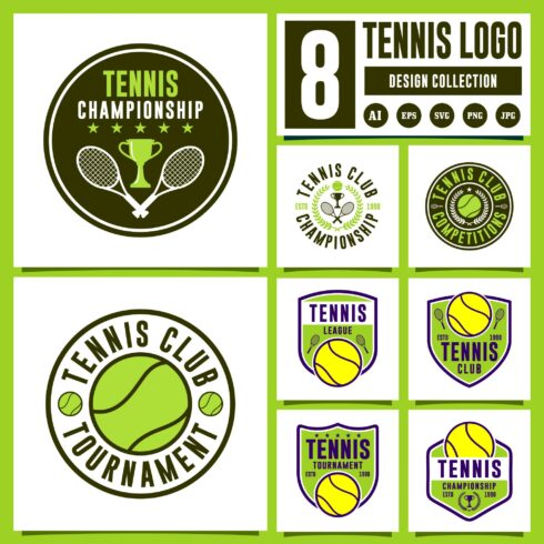 8 Tennis badge logo design collection - $8 cover image.