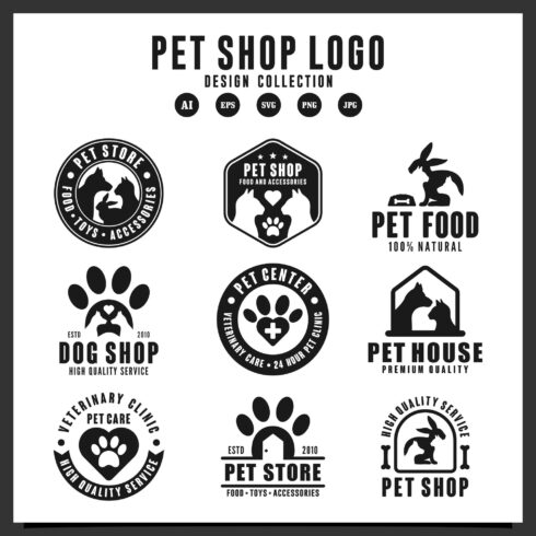 9 Pet Shop design logo collection cover image.