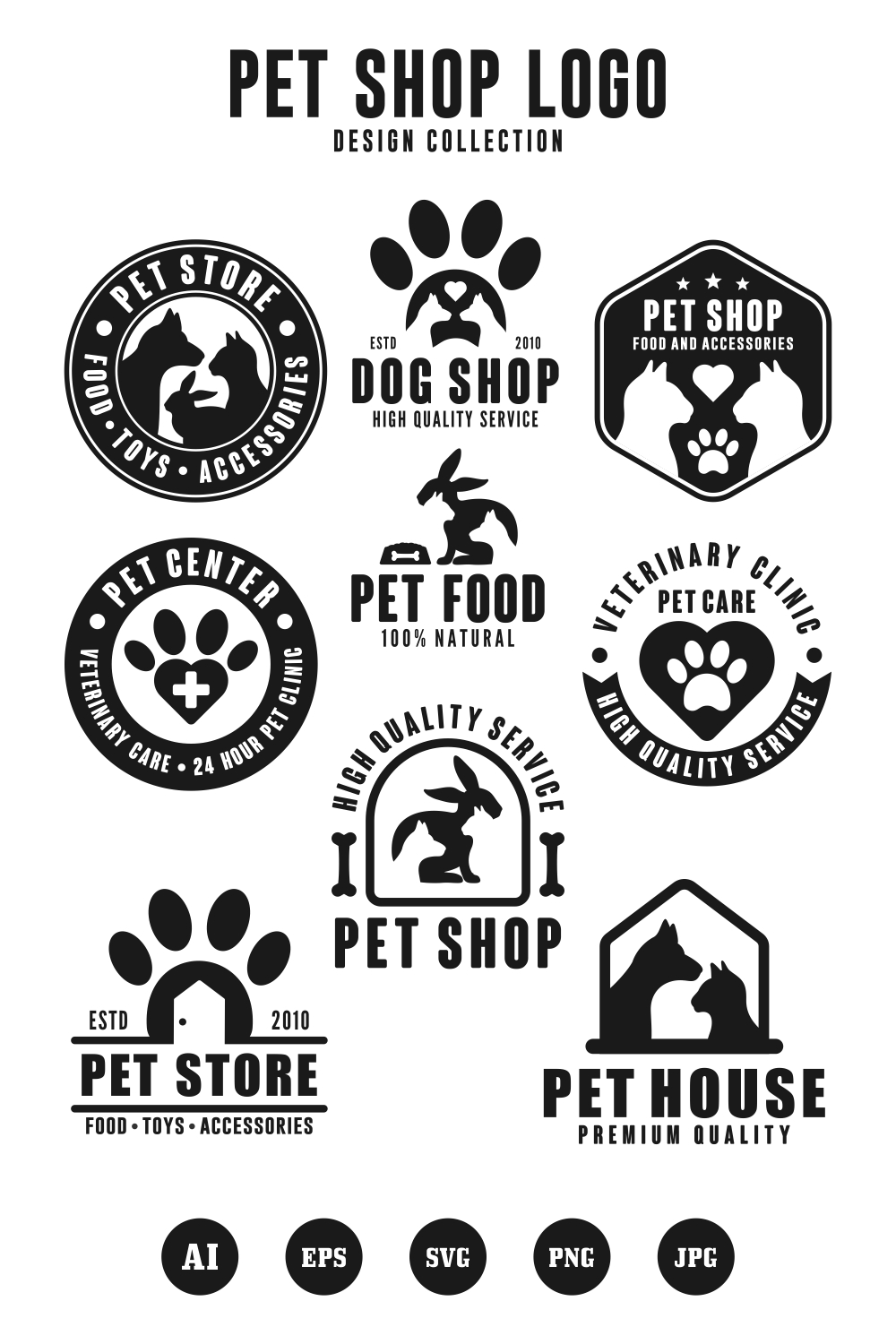 9 Pet Shop design logo collection pinterest preview image.