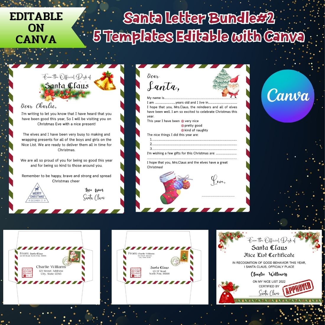 Santa Letter Bundle | Editable by Canva cover image.