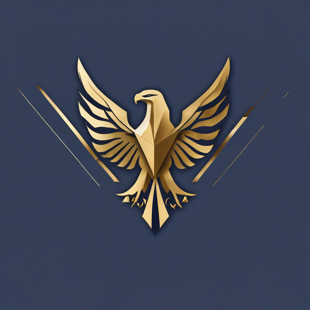 a logo conveying sophistication and clarity featuring an abstractly represented eagle utilizing simp 345