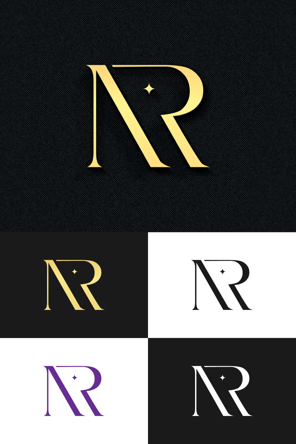 NR luxury logo design pinterest preview image.