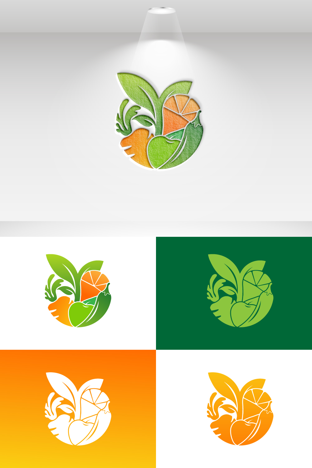 Fruit and food logo design pinterest preview image.