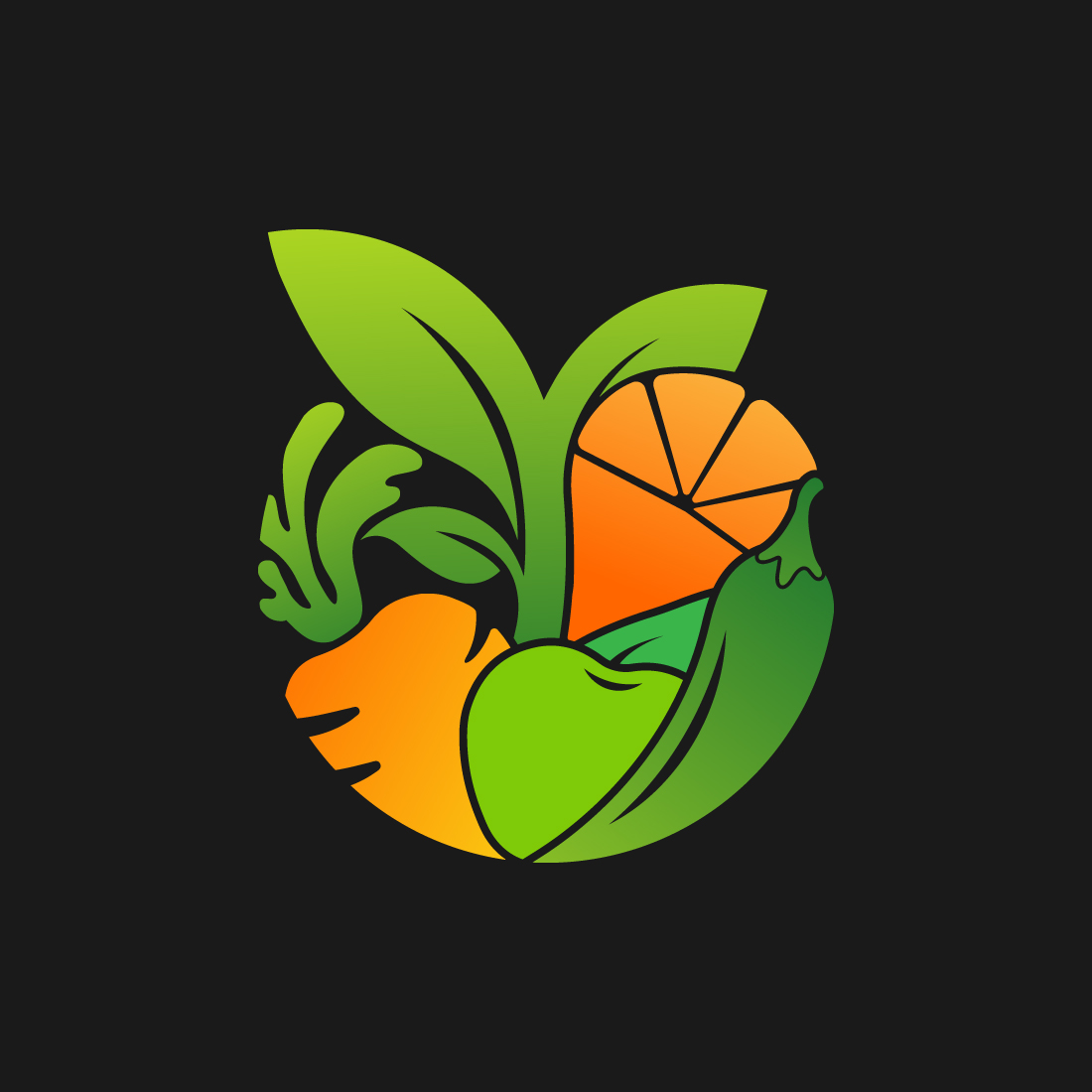 Fruit and food logo design preview image.