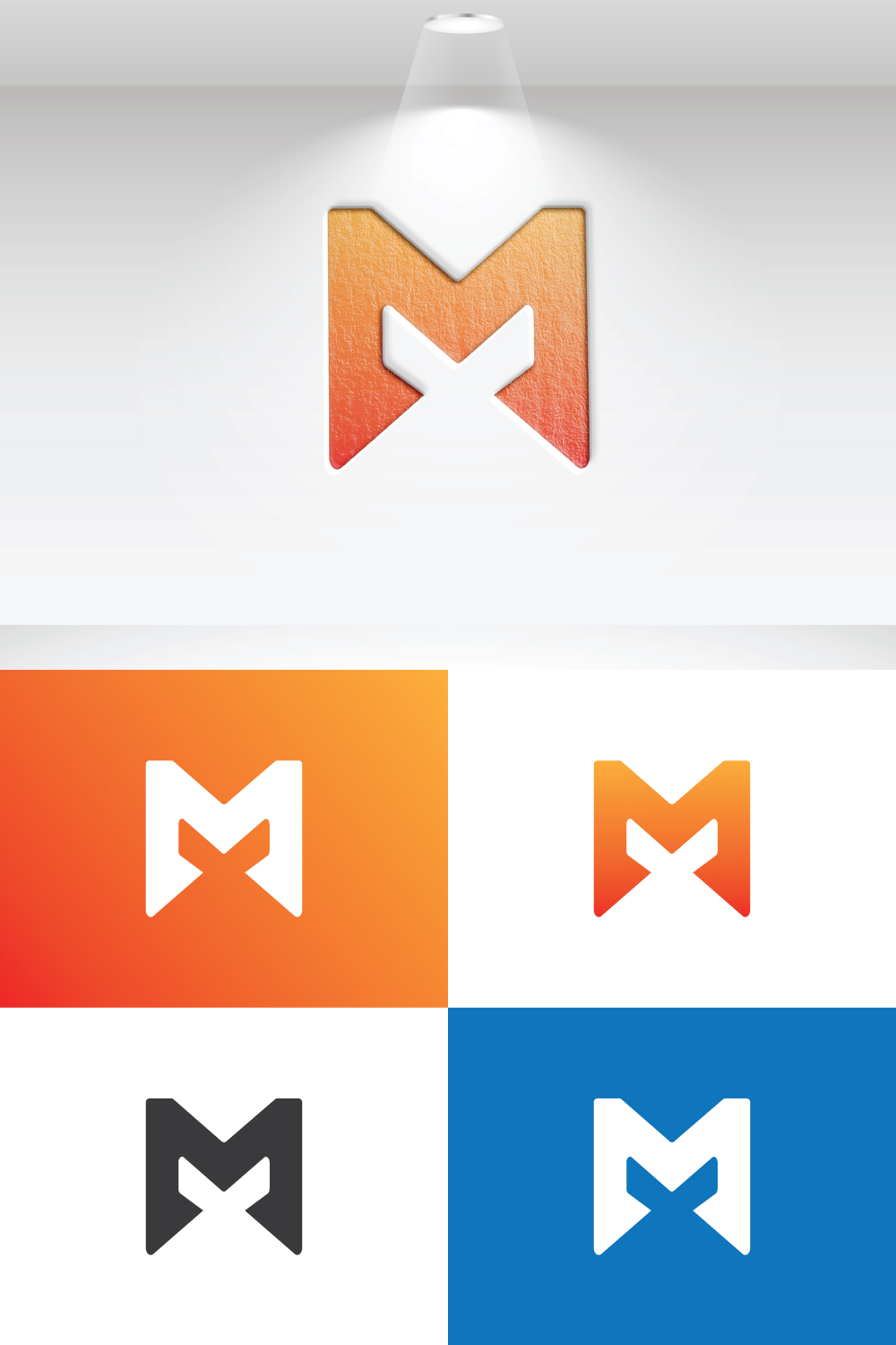 Creative Letter M logo design pinterest preview image.