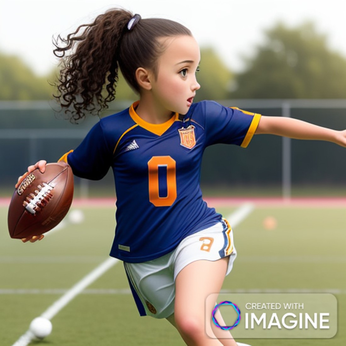 Girl Playing Football AI (by Shah Ali) pinterest preview image.