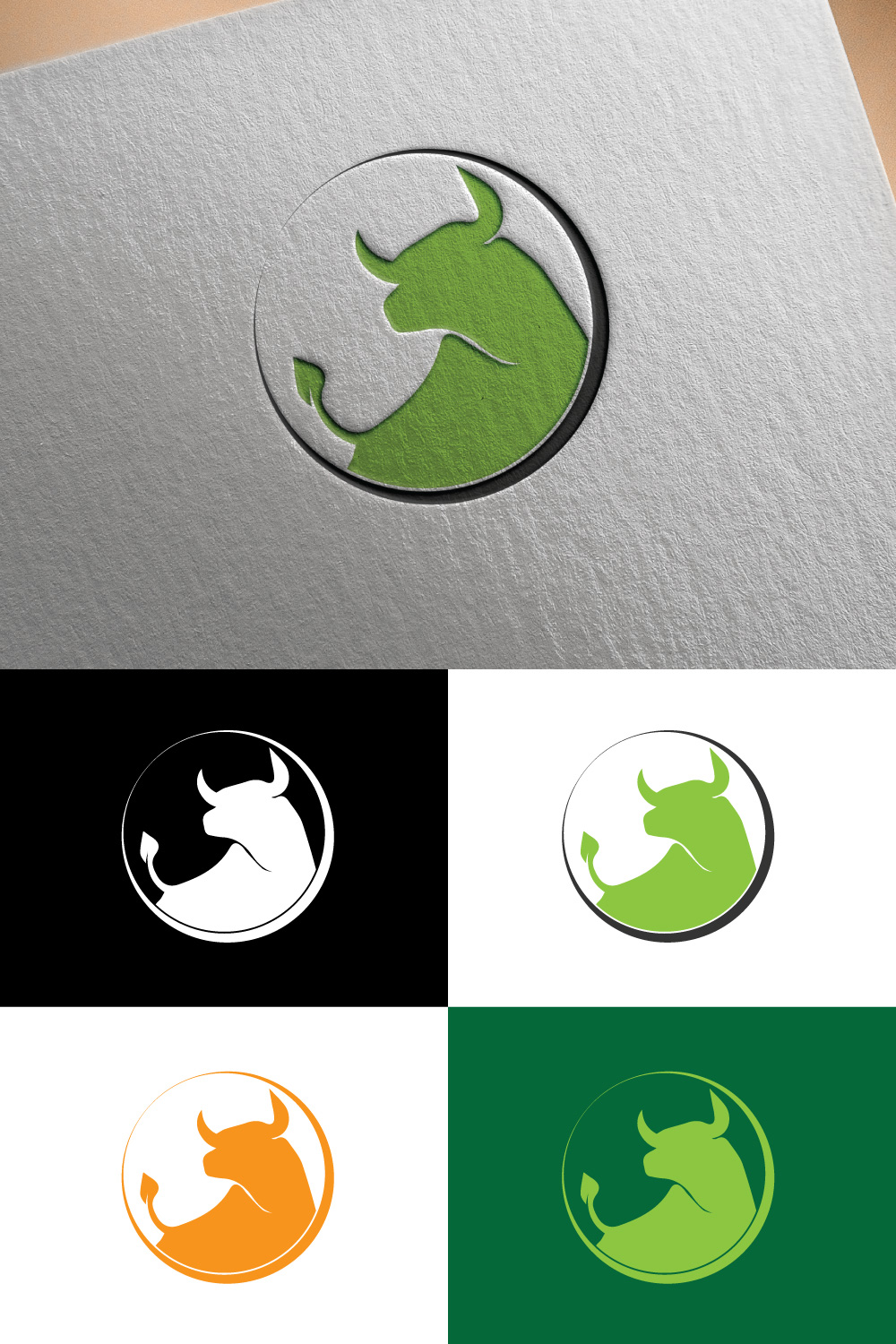 Bull Head logo design pinterest preview image.