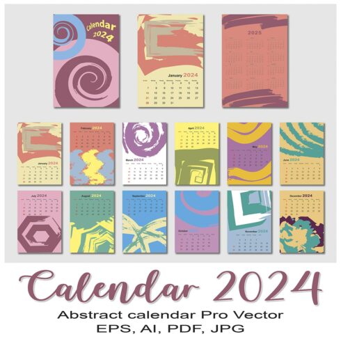 Vector Wall Abstract Calendar_2024_vertical cover image.