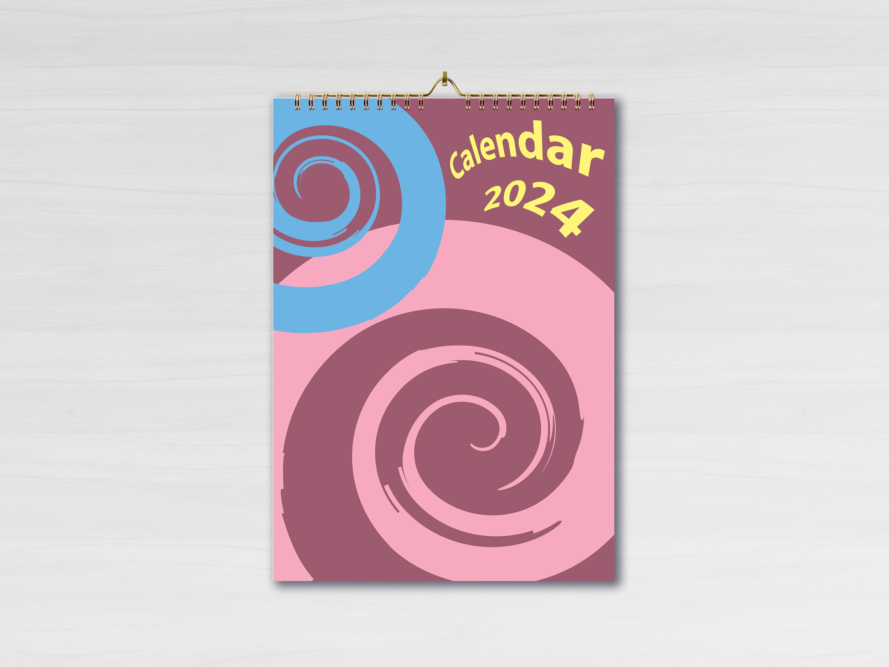abstract colourful vector wall calendar 2024 12 pages plus cover and page of 2025 year calendar editable size a4 sample min 264