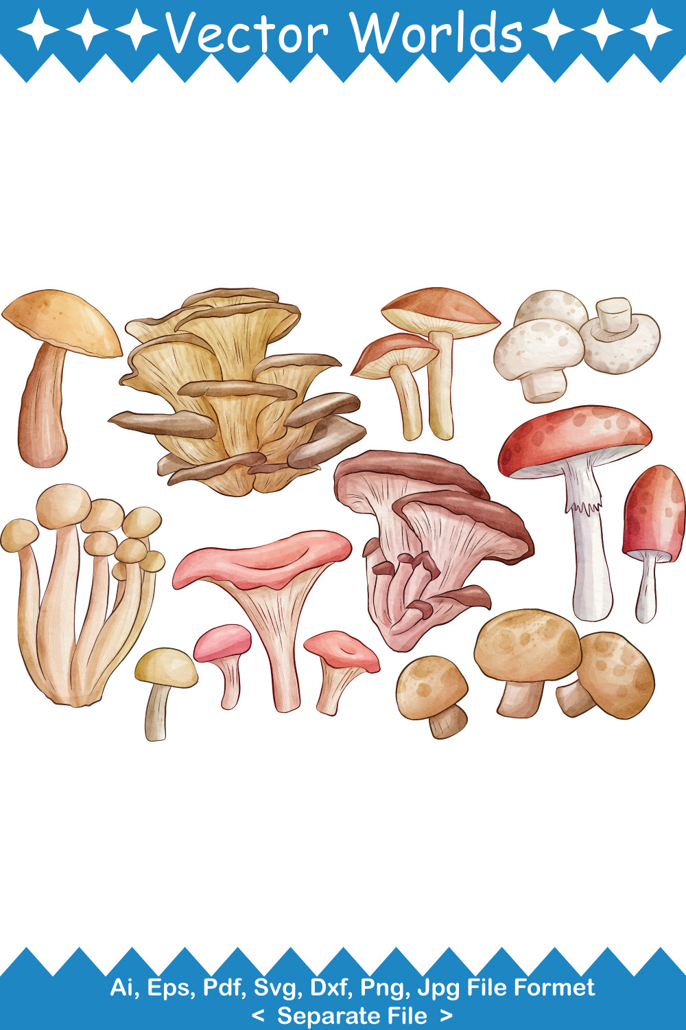 Mushrooms SVG Vector Design pinterest preview image.