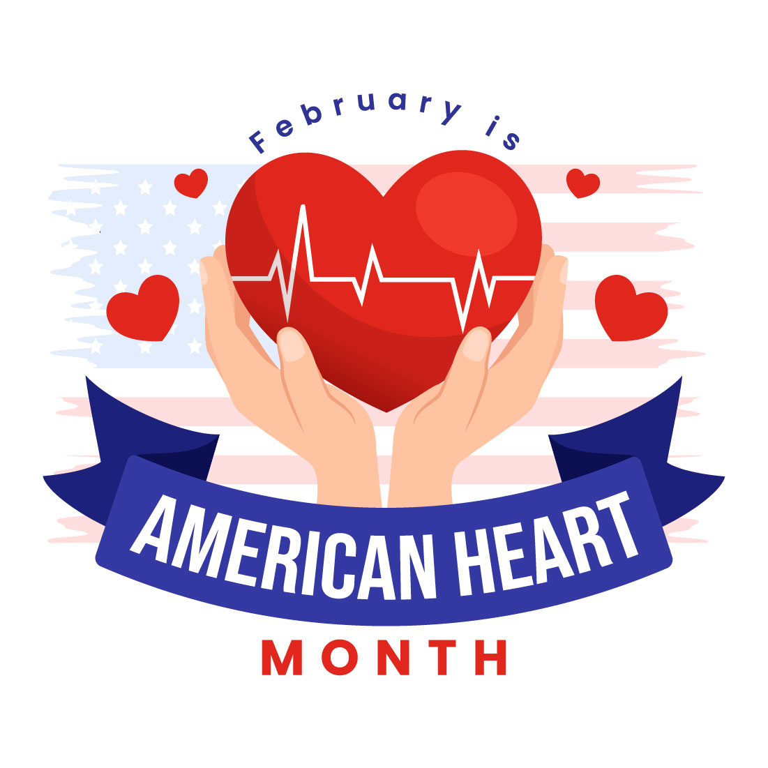 16 February is American Heart Month Illustration cover image.