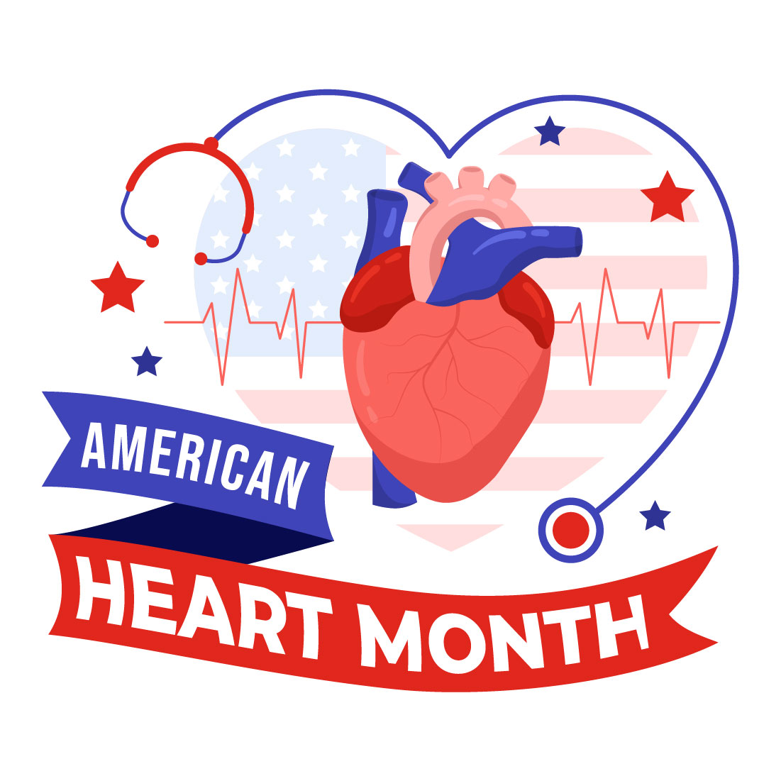 16 February is American Heart Month Illustration preview image.