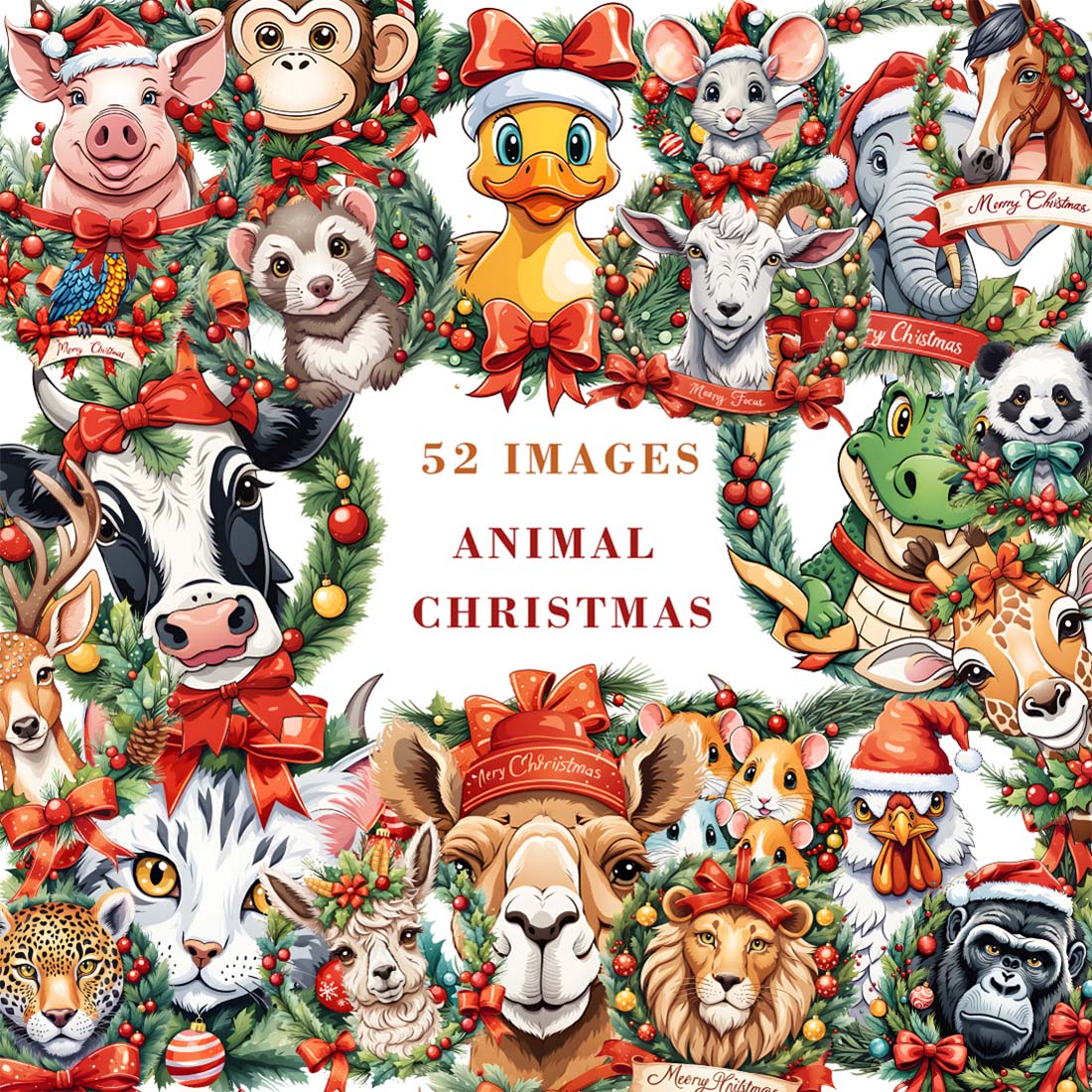 52 Cute Animal Christmas Bundle - Only 5 cover image.