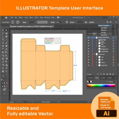 Auto Lock Box And Box Dieline Template - MasterBundles