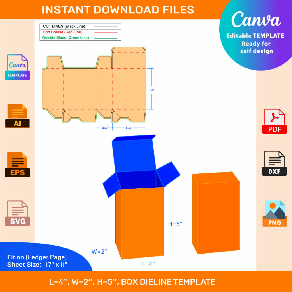 Auto Lock Box, Storage Box, Gift Box Dieline Template - MasterBundles